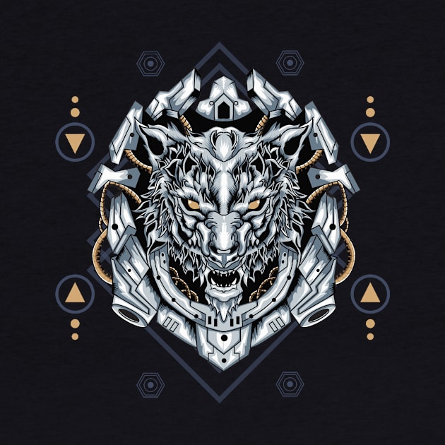 Mecha Wolf Sacred Geometry by Marciano Graphic